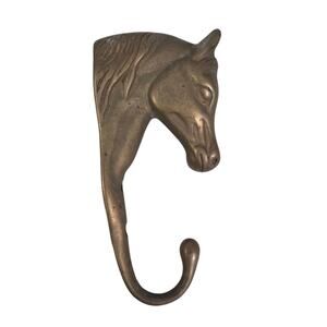 Vtg Brass Horse Wall Hook Hanging Bridle Equestrian Western  3D Head